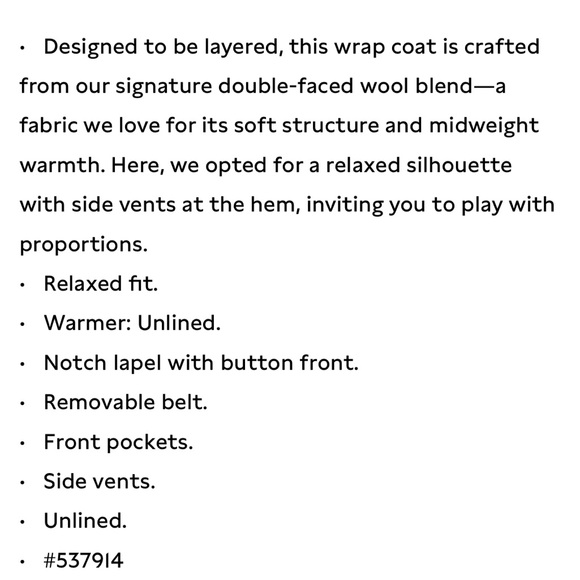 NWT Banana Republic Black Double Faced Wrap Coat Size Small Petite. - Picture 12 of 12